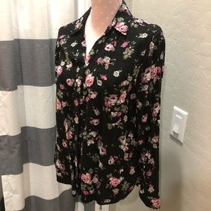Pink floral button up